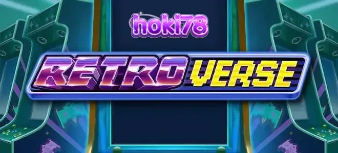 Tampilan visual game slot RetroVerse dengan elemen arcade neon.